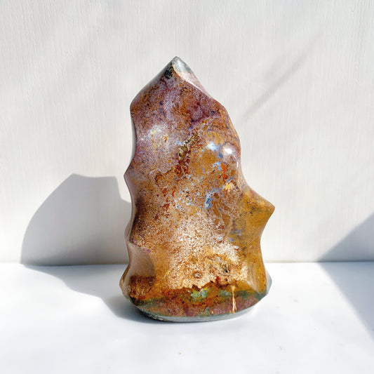 Ocean jasper crystal flame home decor