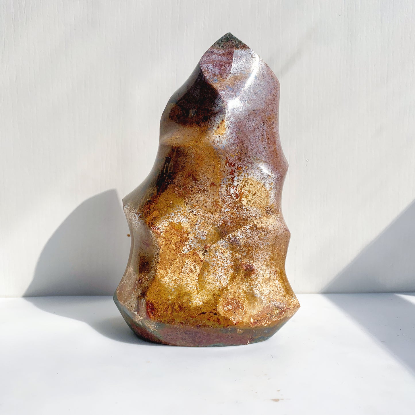 Ocean jasper crystal flame home decor