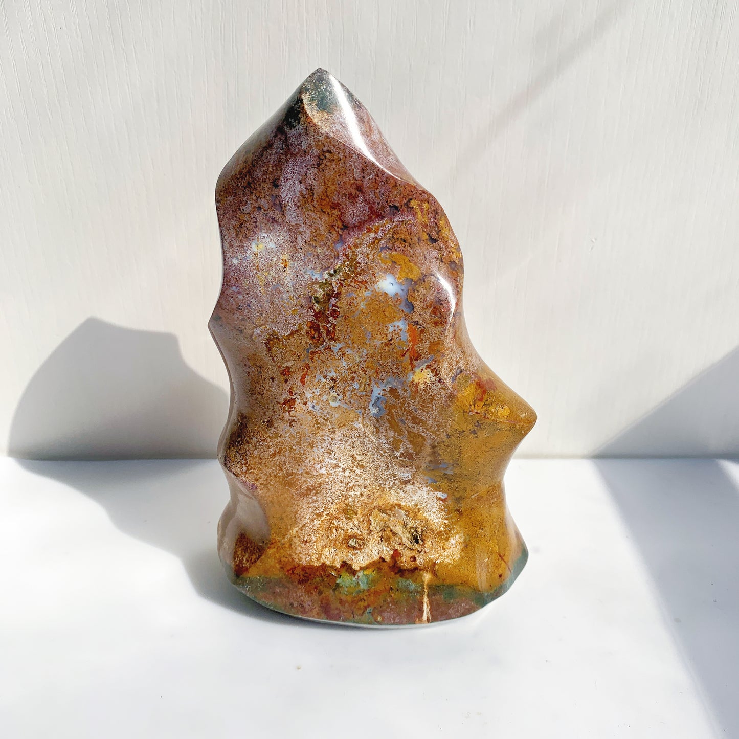 Ocean jasper crystal flame home decor