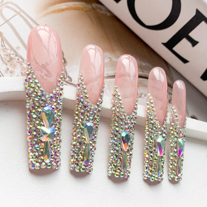 FC44 Nails covered with rhinestones Female favorite