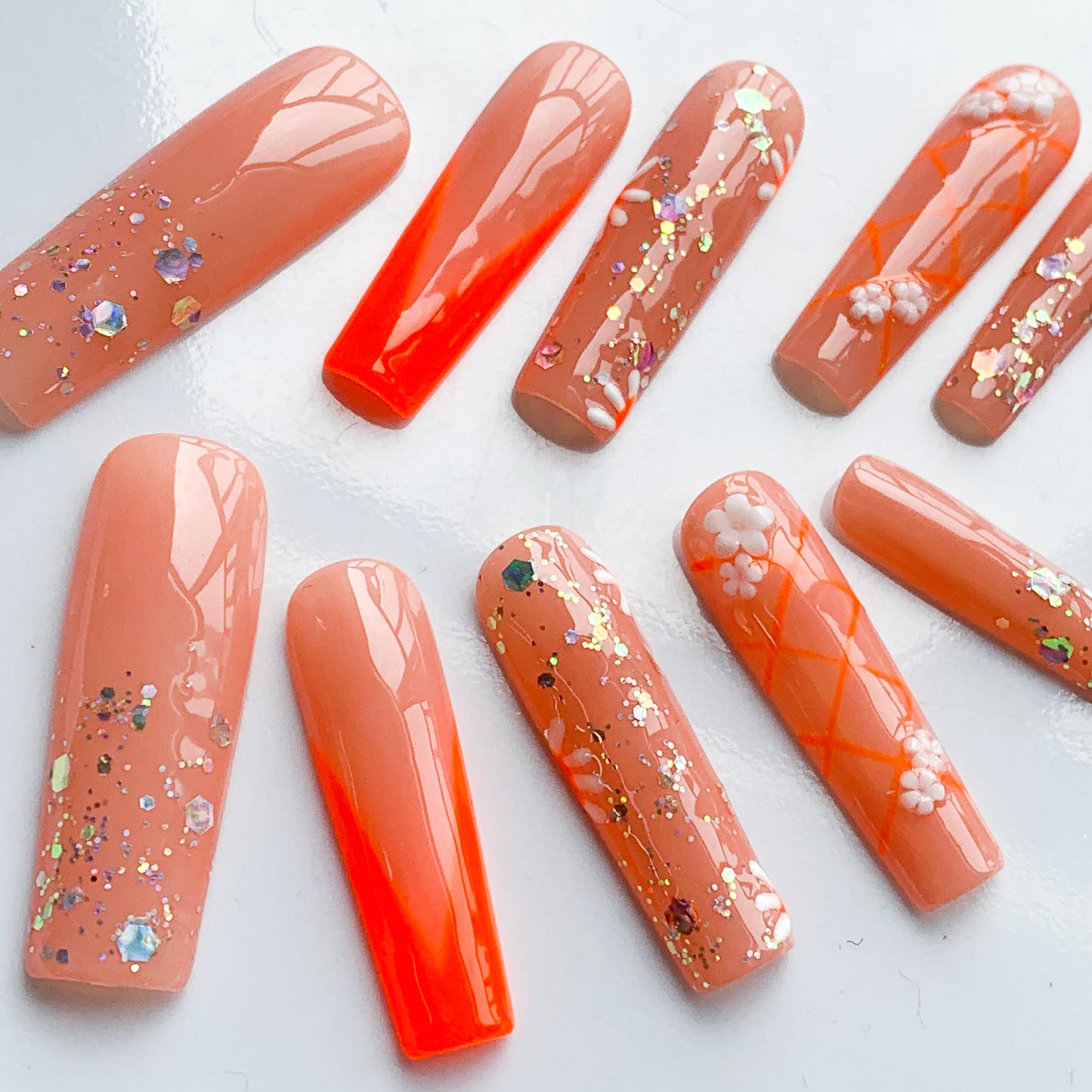 FC60 Orange geometric nail Female favorite