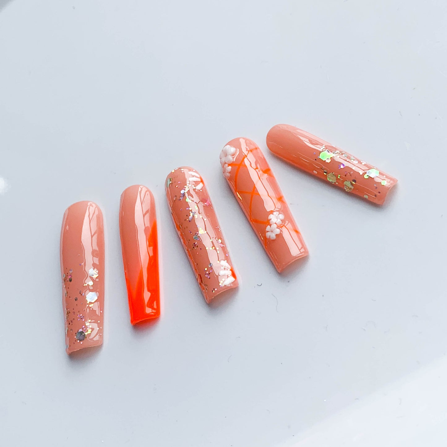 FC60 Orange geometric nail Female favorite