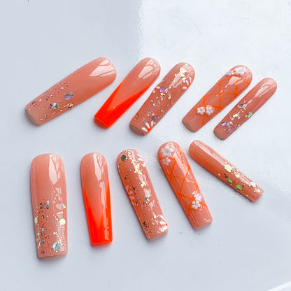 FC60 Orange geometric nail Female favorite