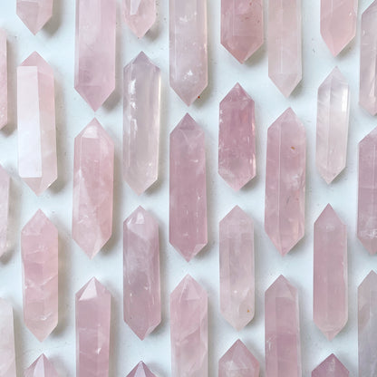 Rose quartz double tower