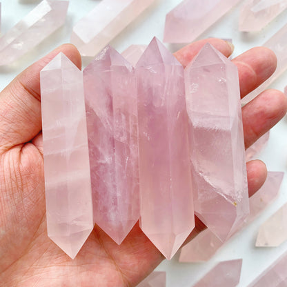 Rose quartz double tower