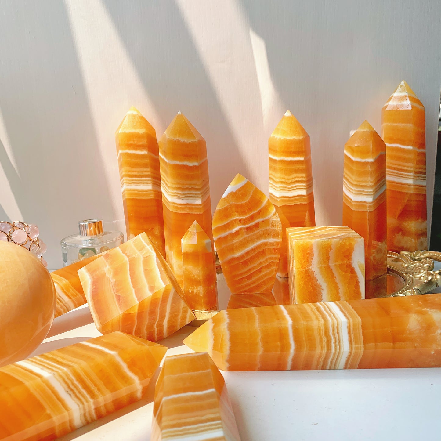 Orange calcite tower