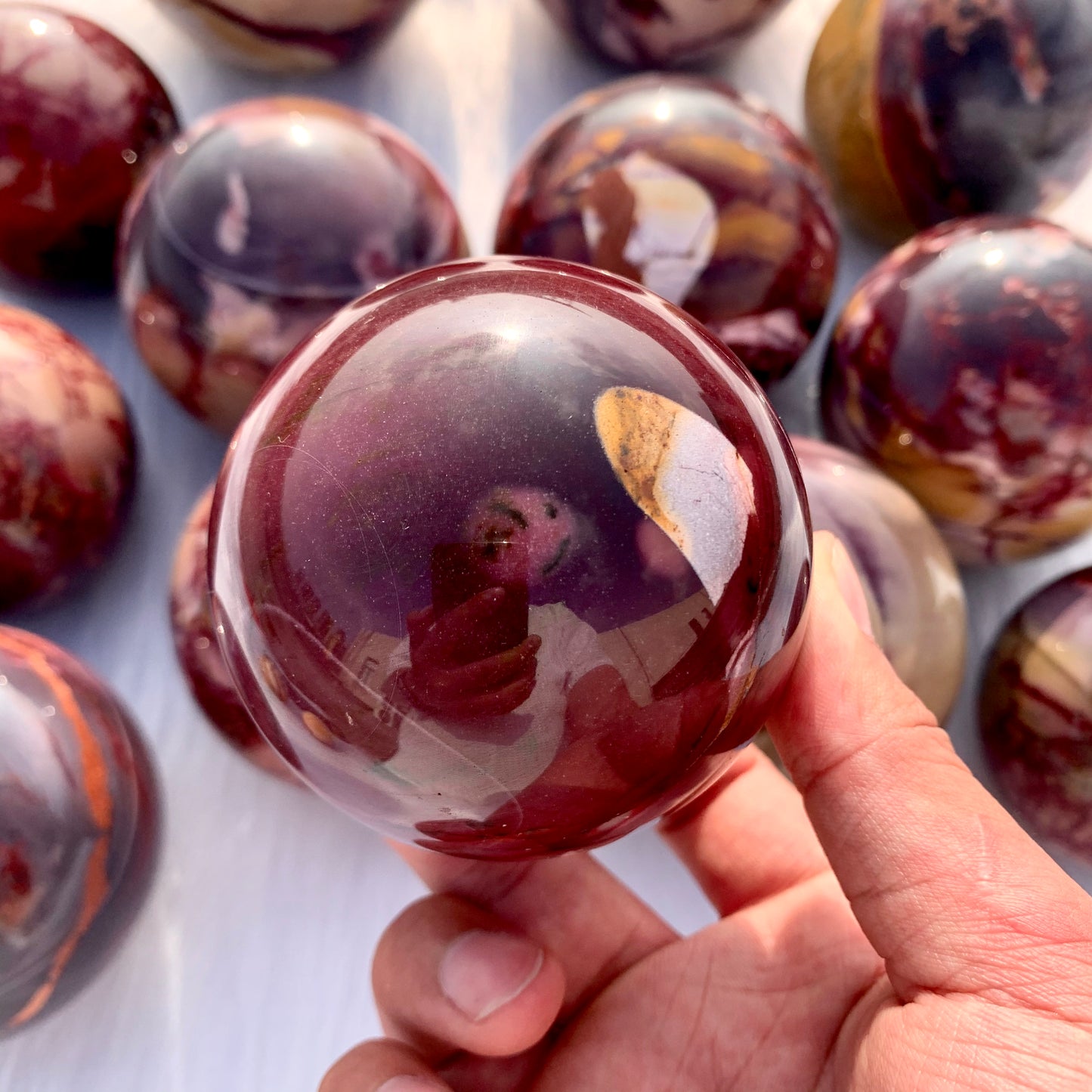 Natural Mookaite Marble Energy Sphere