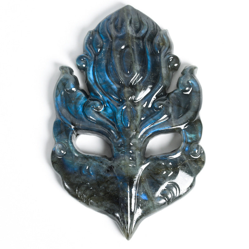 Wholesale Elongated Stone Crystal Mask Handicrafts Python Carving Home Office Decoration Ornament