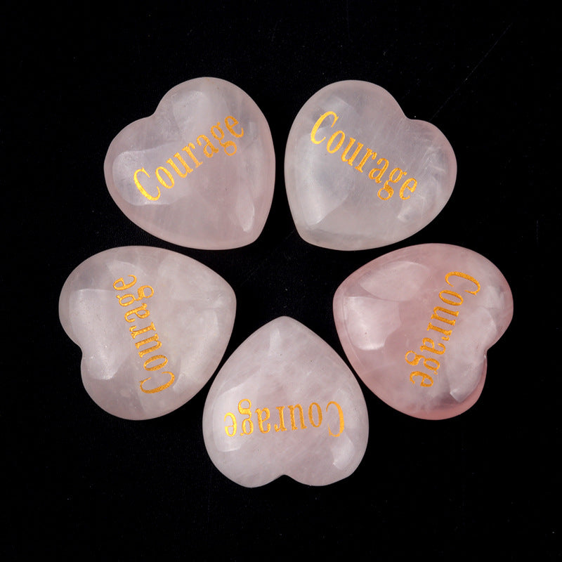 1684-Inspirational Stones Pink Crystal 30mm Big Love Inspiration Stone 15 Words, Wishing Stone