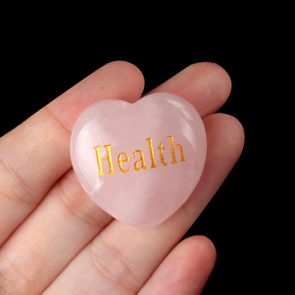 1684-Inspirational Stones Pink Crystal 30mm Big Love Inspiration Stone 15 Words, Wishing Stone