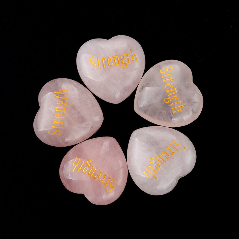 1684-Inspirational Stones Pink Crystal 30mm Big Love Inspiration Stone 15 Words, Wishing Stone