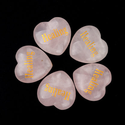 1684-Inspirational Stones Pink Crystal 30mm Big Love Inspiration Stone 15 Words, Wishing Stone