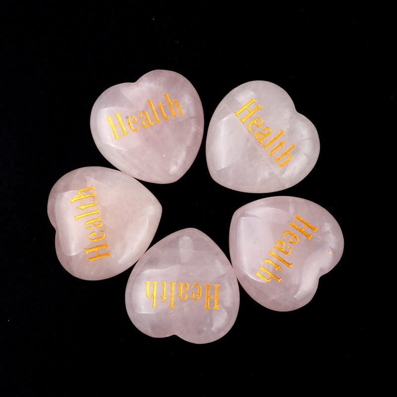 1684-Inspirational Stones Pink Crystal 30mm Big Love Inspiration Stone 15 Words, Wishing Stone