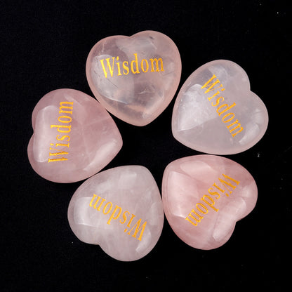 1684-Inspirational Stones Pink Crystal 30mm Big Love Inspiration Stone 15 Words, Wishing Stone