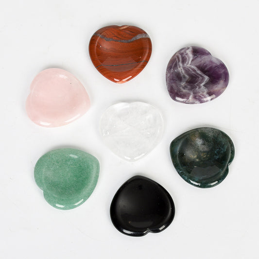 Natural jade heart shaped thumb massage stone worrystone energy crystal