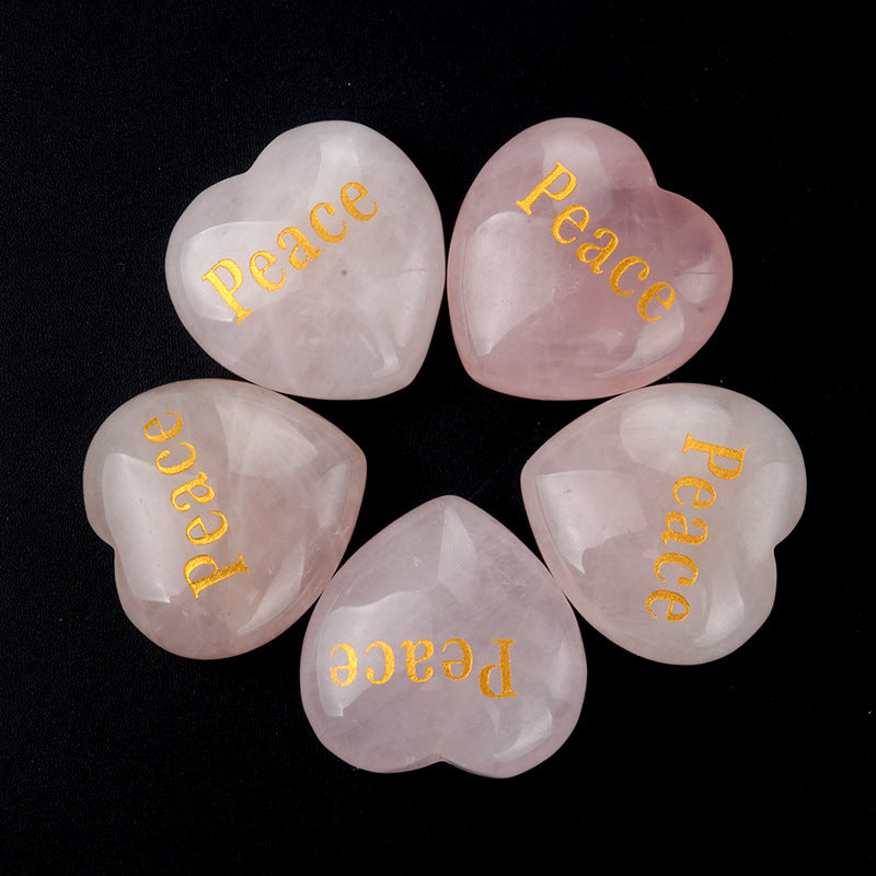 1684-Inspirational Stones Pink Crystal 30mm Big Love Inspiration Stone 15 Words, Wishing Stone