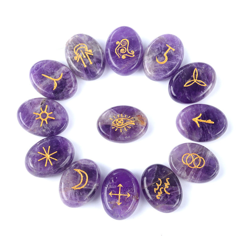 1712-Witches runes witch rune natural crystal agate semi-precious stone engraving such as Nilune rune