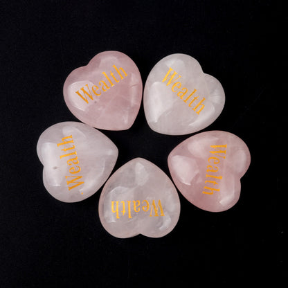 1684-Inspirational Stones Pink Crystal 30mm Big Love Inspiration Stone 15 Words, Wishing Stone