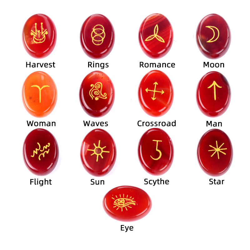 1712-Witches runes witch rune natural crystal agate semi-precious stone engraving such as Nilune rune