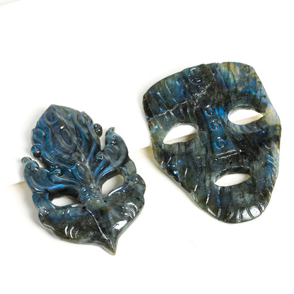 Wholesale Elongated Stone Crystal Mask Handicrafts Python Carving Home Office Decoration Ornament