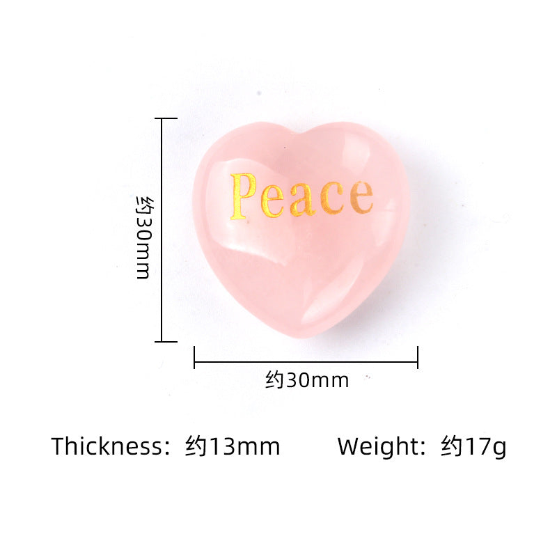 1684-Inspirational Stones Pink Crystal 30mm Big Love Inspiration Stone 15 Words, Wishing Stone