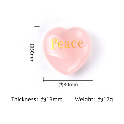 1684-Inspirational Stones Pink Crystal 30mm Big Love Inspiration Stone 15 Words, Wishing Stone