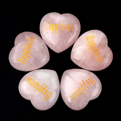 1684-Inspirational Stones Pink Crystal 30mm Big Love Inspiration Stone 15 Words, Wishing Stone