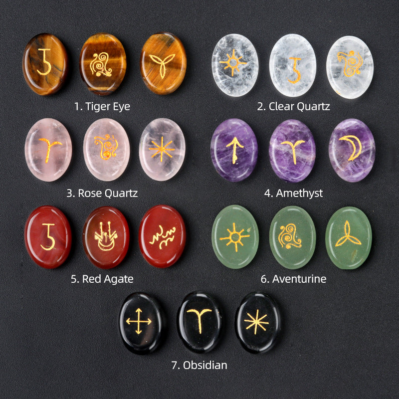 1712-Witches runes witch rune natural crystal agate semi-precious stone engraving such as Nilune rune