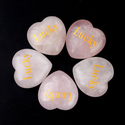 1684-Inspirational Stones Pink Crystal 30mm Big Love Inspiration Stone 15 Words, Wishing Stone