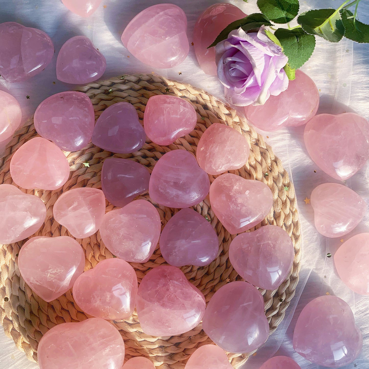 Rose quartz crystal heart