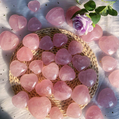 Rose quartz crystal heart