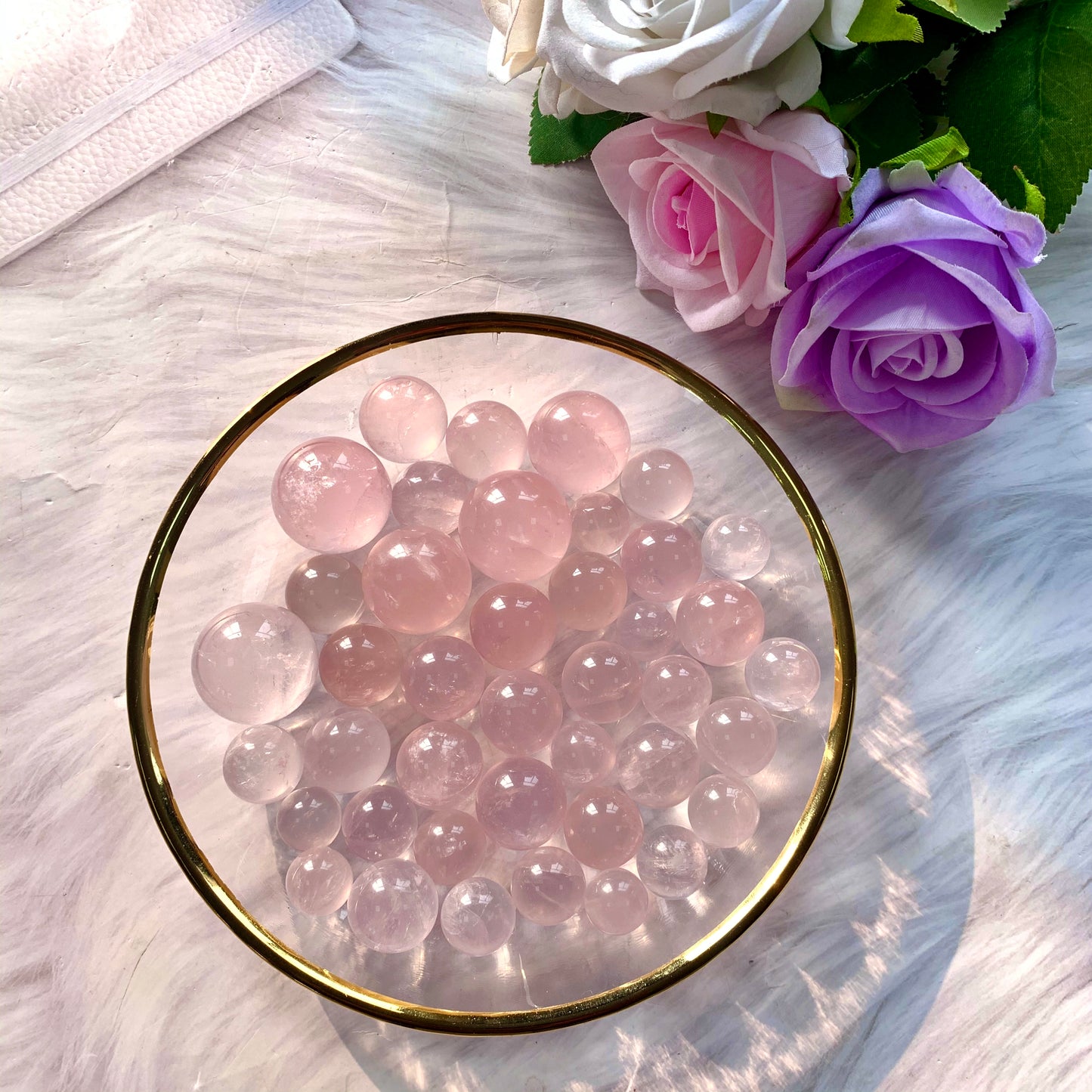 Rose quartz crystal sphere mini healing crystal balls